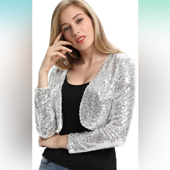 Belle Poque Women’s Sequin Elegant Blazer - Picture 1 of 11